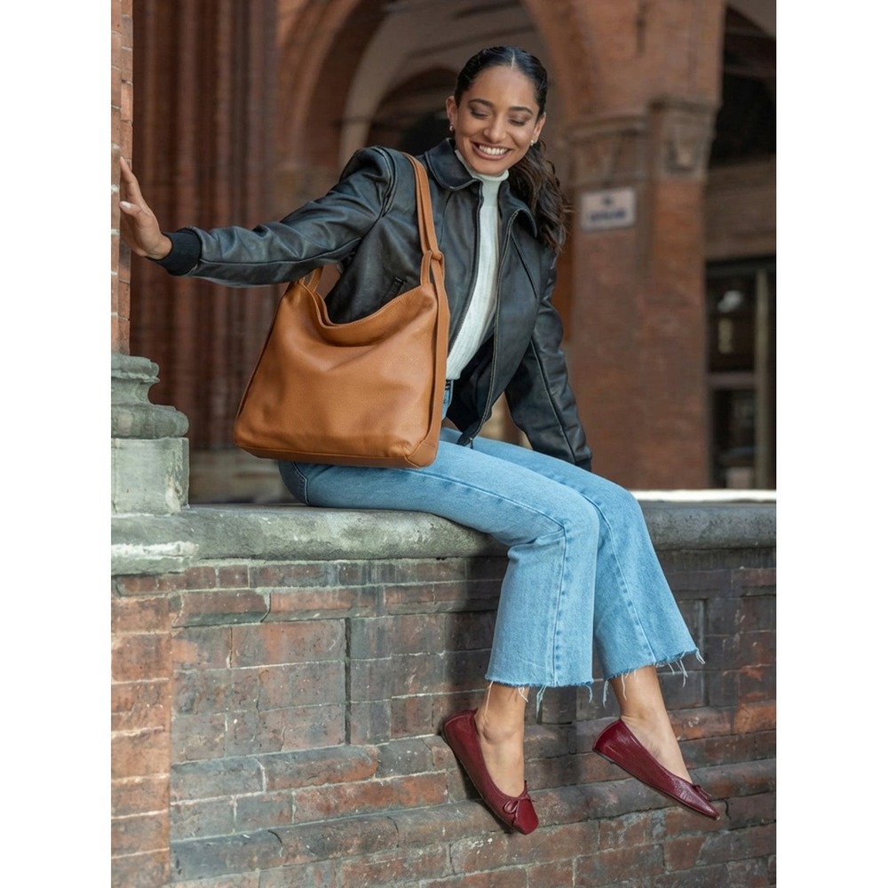 M. Gemi Laura Convertible Backpack Tan Tumbled Leather